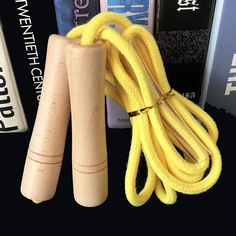 Adjustable Wooden Skipping Rope for All Ages - Cotton Rope for Beginners and Fitness
