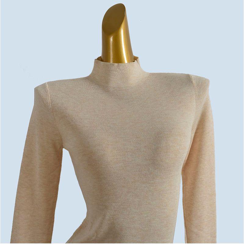 Soft and Delicate ~ Mercerized Wool Knitwear Basic All-Matching Half Turtleneck Women's Autumn and Winter Silm Bottoming Shirt Tops