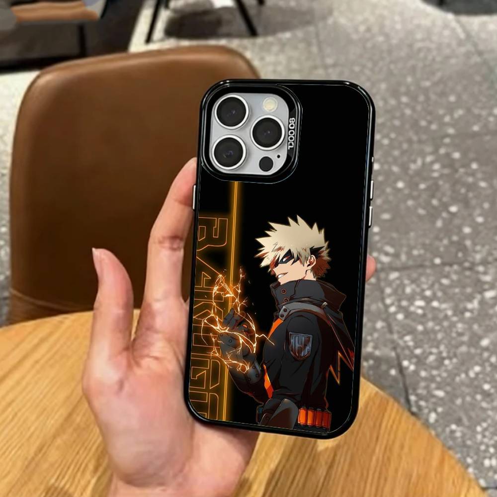 

B-Bakugo My Hero Academia Phone Case For iPhone17,16,15,14,13,12,11 Plus,Pro Max Colored Silver Plated Inside Cover iPhone14