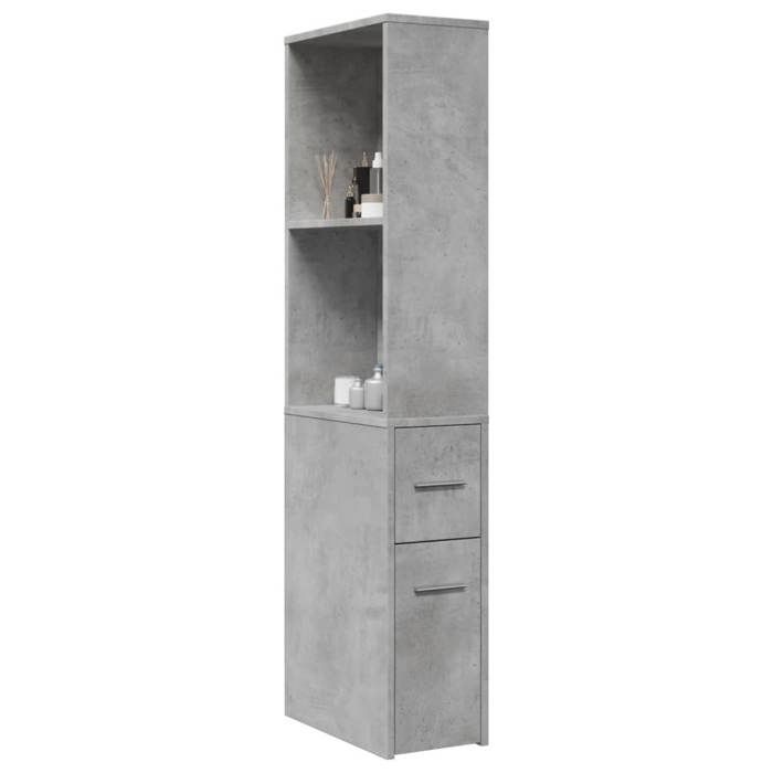 VidaXL Armoire de salle de bain étroite avec roulettes gris béton, armoire de salle de bain haute, rangement de salle de 855298