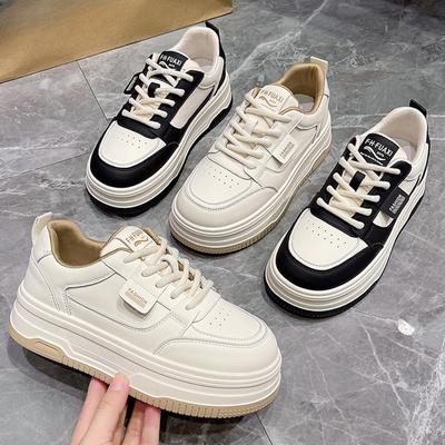 Platform White Shoes Women's Shoes Leather Panda Board Shoes Spring New Versatile Casual Sports Shoes Women's
