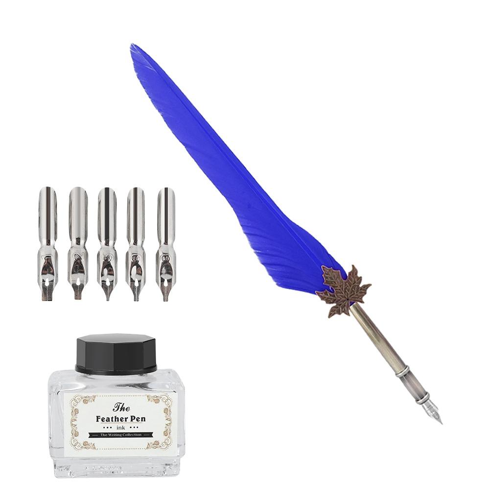 

Европейский ретро перо для письма пером с перьями для ручки подарочный набор в коробке для друзей синий