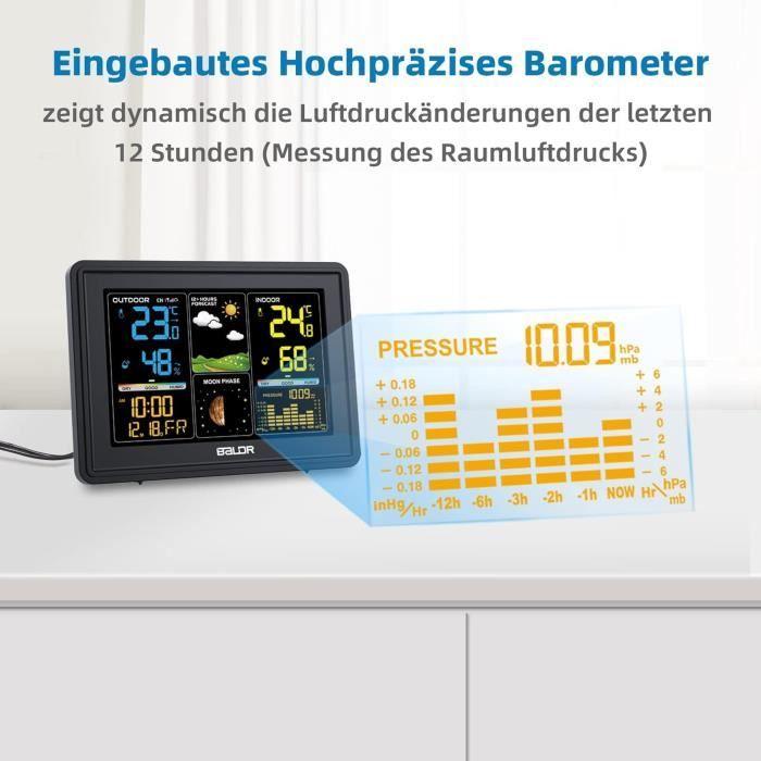 Station Météo - BALDR - Sans Fil - Thermomètre Hygromètre - Prévisions Météo - Écran Couleur