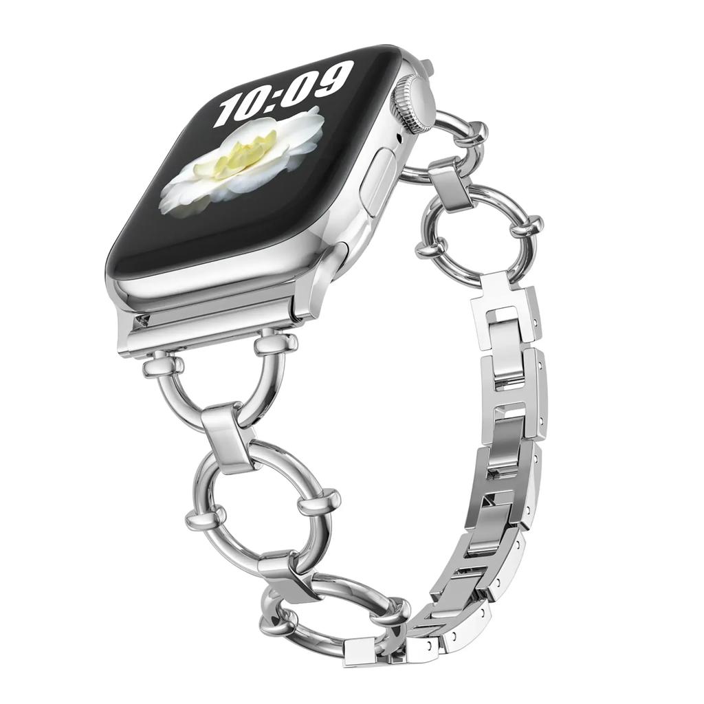 Bracelet métallique de luxe pour Apple Watch, bracelet chaîne tendance pour iWatch 987654321SE Ultra2 40 41 42 44 45 49mm, poignet femmes hommes