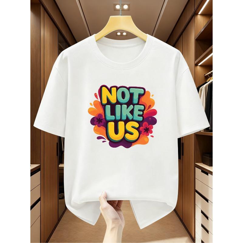 Men s Cotton Short Sleeve T-shirt with Fun Printed Design, Featuring the Unique NOT LIKE US Text, a Distinctive Trendy Item 2XL