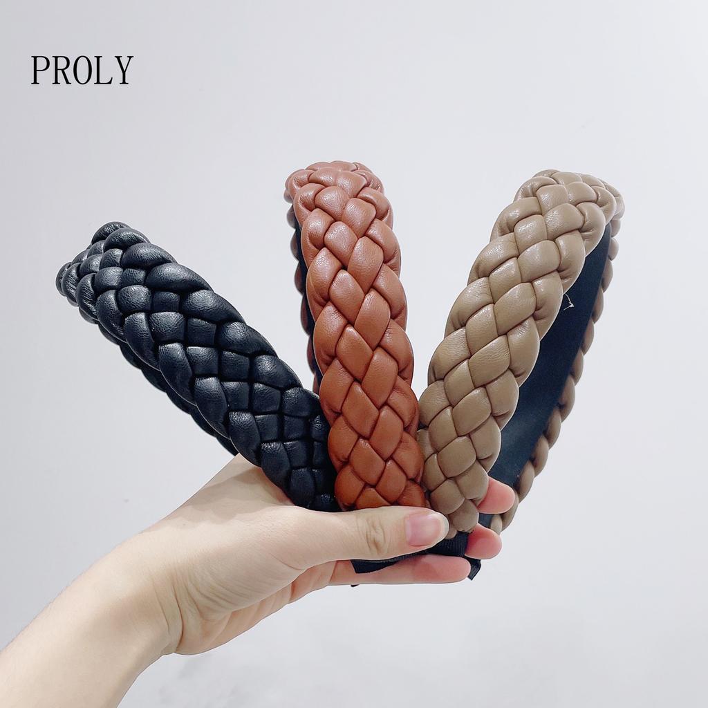 PROLY New Fashion PU Leather Hairband Handmade Braided Headband Adult Top Quality Casual Headwear For Women Hair Accessories