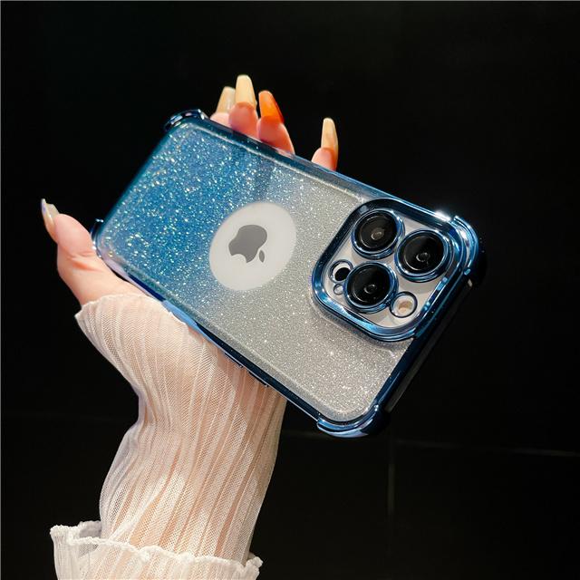 For iPhone 15 Pro Max Luxury Plating Frame Flash Glitter Phone Case For iPhone 11 12 13 14 15 16 Plus Lens Protective Cover