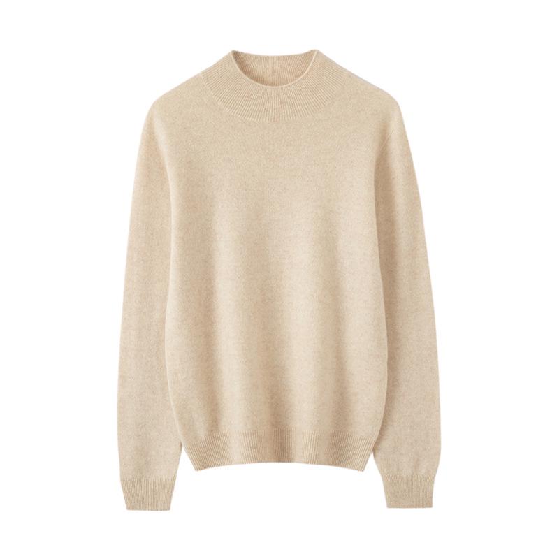 Lekasha Women's Seamless 12-Gauge Cashmere Knitwear: Autumn/Winter Half-High Neck Sweater