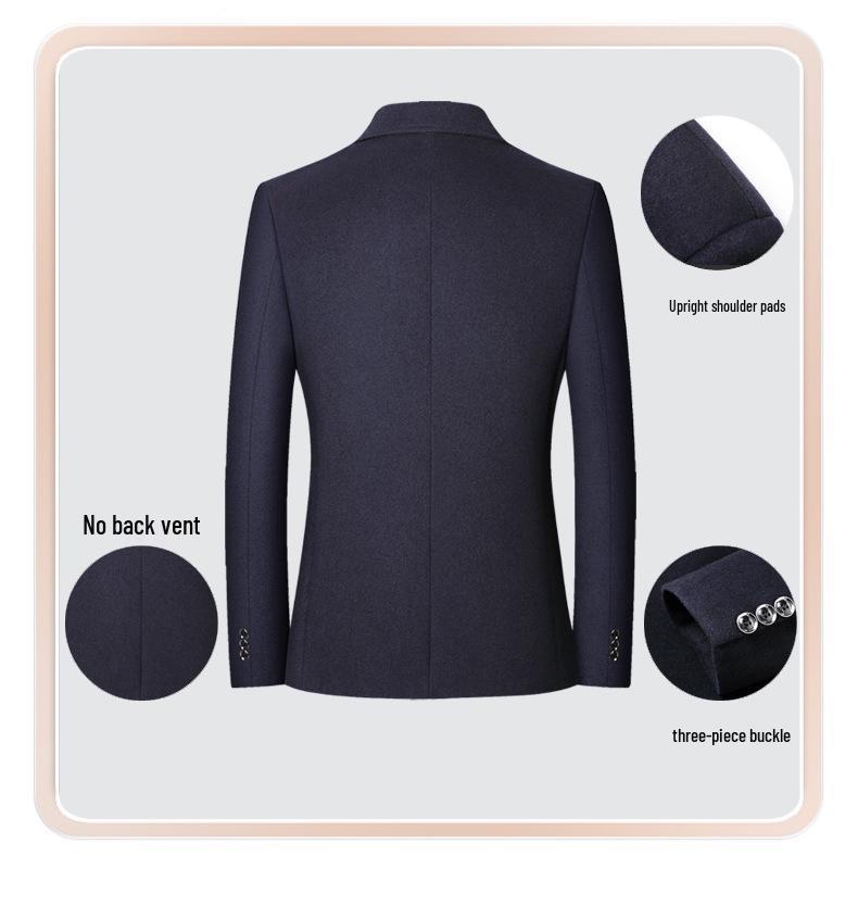 New Men's Wool Blend Business Casual Suit Jacket for Autumn and Spring - Iron-Free, Perfect for Middle-Aged Dads
