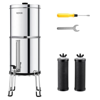 Gravity-fed Water Filter System, 2.25G 304 Stainless-Steel Countertop System, Water Filtration System, Reduces Lead and Up To 99% of Chlorine
