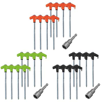 8 Stück Campingheringe Einschraubbar mit Sechskantaufnahme Schwerlast Spiralschraube Schwerlast Zeltpflock Bodenanker Nagel für Outdoor-Camping