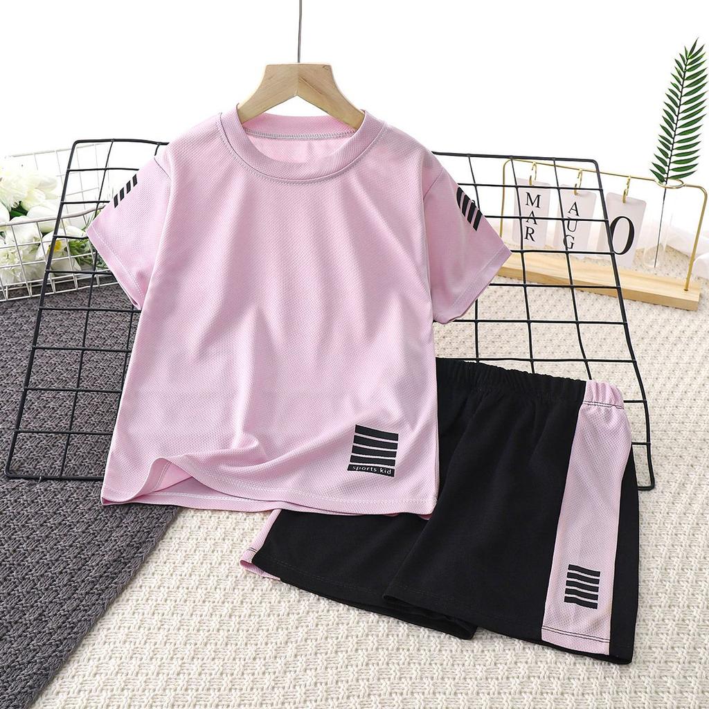 Conjunto de camiseta y pantalones cortos para niños, cómodo, hipoalergénico y transpirable, adecuado para deportes y uso diario