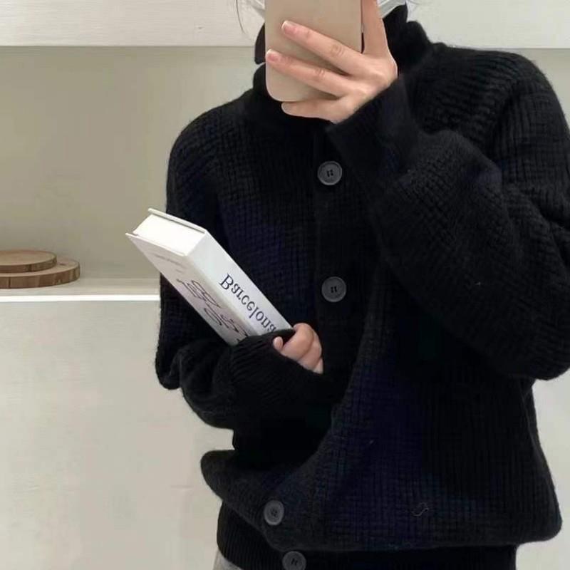 Knitted Cardigan Women's Long Sleeve Turtle Collar Loose Casual Sweater