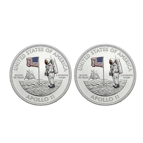 

Пам ятна монета Artemis II Двостороння монета-виклик астронавта США. Місячна посадка Космічні дослідження Сувенір Патріотичні подарунки для любителів астрономії 2pcs