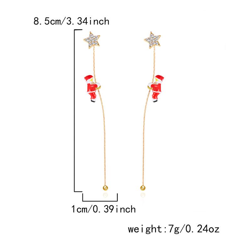 Creative Asymmetric Hat Glove Moving Santa Claus Long Tassel Hanging Earrings for Women New Year Christmas Holiday Jewelry Gift