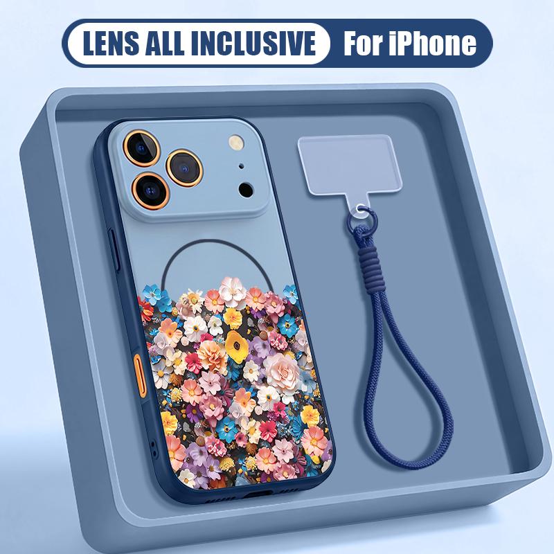 Schöne Blumen-Handgelenkschlaufe Hülle Für iPhone 17 Pro Max iPhone 16 15 14 13 Pro Max Magnetisch Für Magsafe Hybrid TPU+PC Mattes Cover