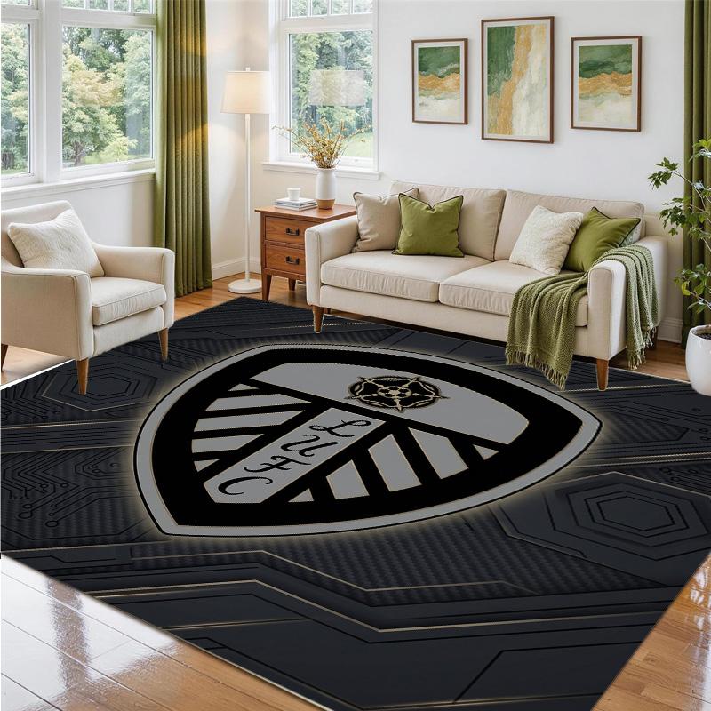 Leeds United Design Crystal Velvet Rug Soft Decorative Mat for Bedroom Entrance
