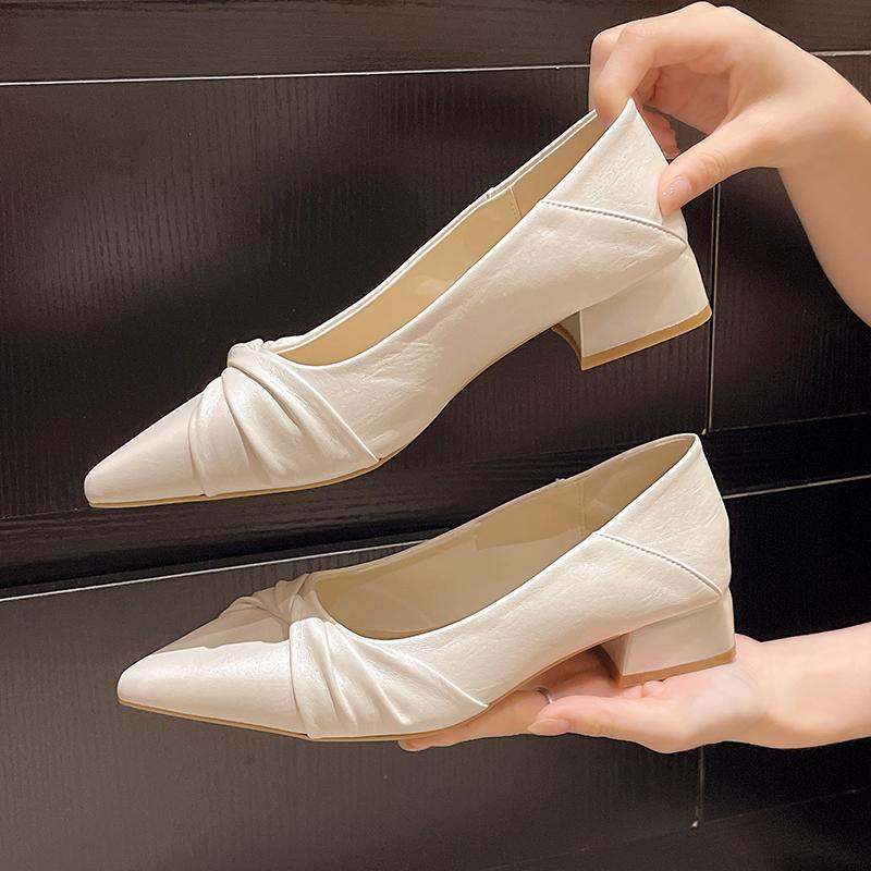 Fashion 2025 New French Elegant Pointed Toe Low Heel Women's Singles
