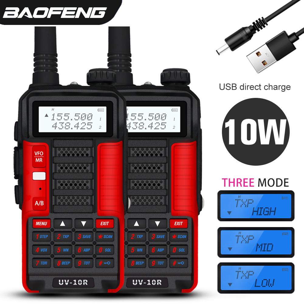 

Walkie Talkie Uv-10r Высокая мощность 10 Вт 4800 мАч Литий-ионный аккумулятор Двухсторонняя радиолюбительская USB-станция с быстрой зарядкой Двухдиапазонный КВ-трансивер