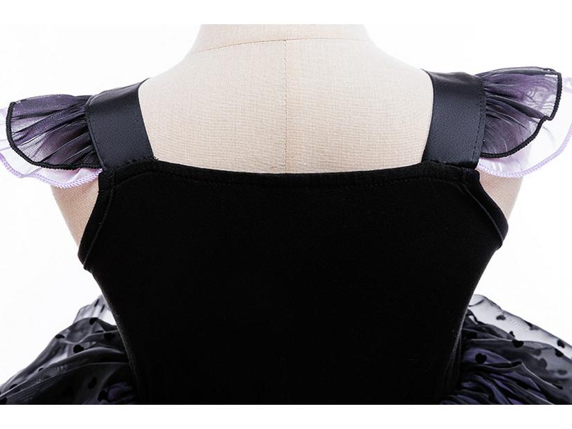 Girls' Halloween Black & Purple Lolita Princess Dress - Sweet & Cool Style Puffy Holiday Dress