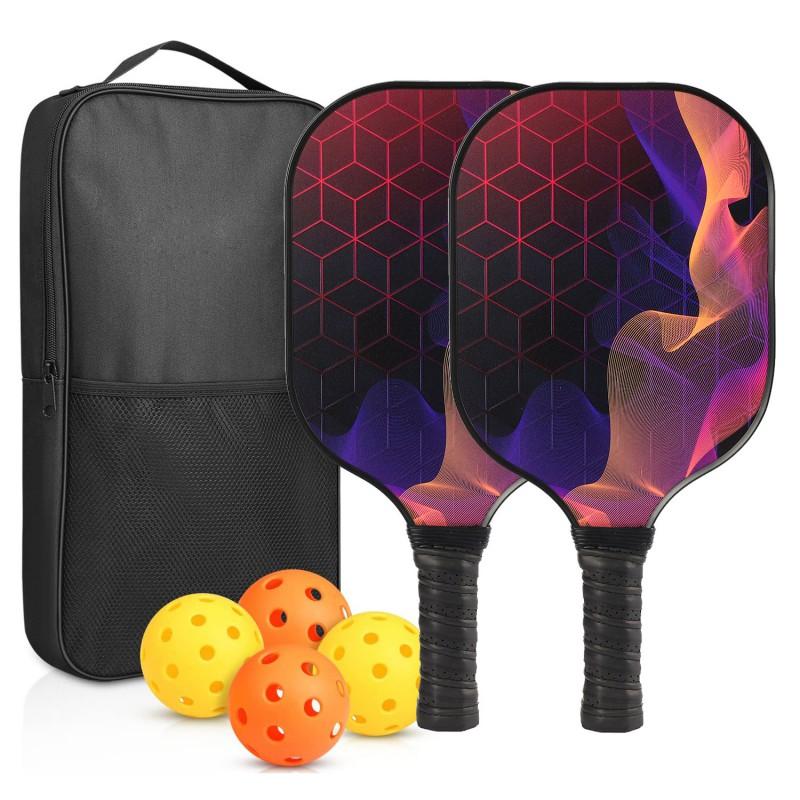 Carbon Fiber Pickleball Paddle Set With PP Honeycomb Core UV Printed Racket Beginners To Advanced Players