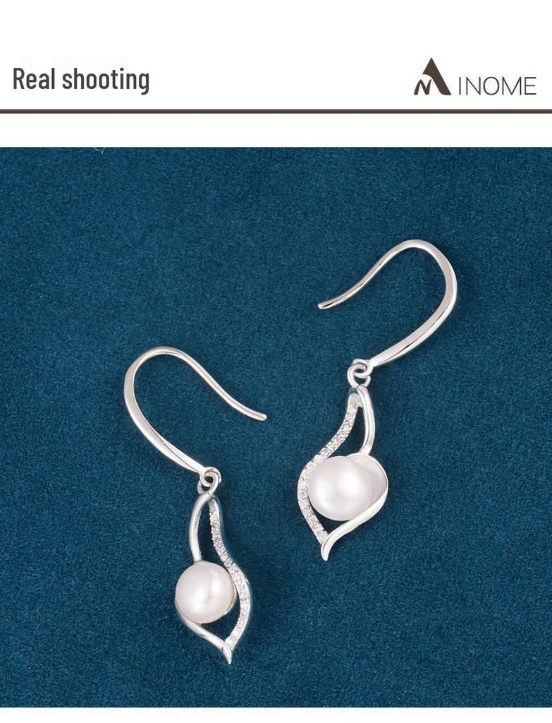 S925 Sterling Silver Baguette Pearl Dangle Earrings for Women - High-End Fashionable Water Drop Slimming Design (2026)