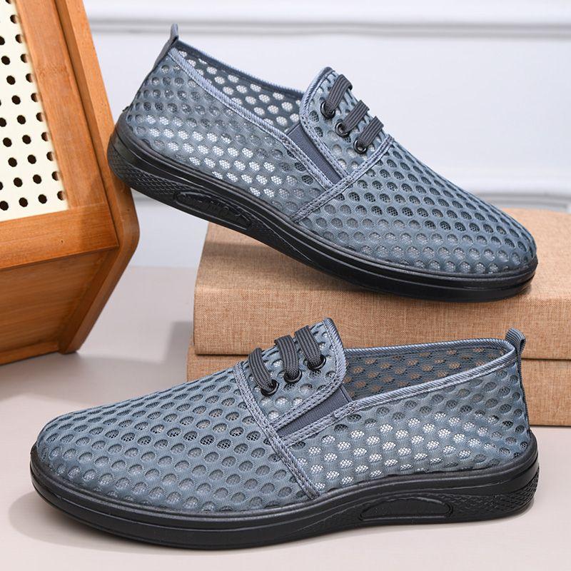Men's Mesh Shoes Summer Breathable Hollow Thin Casual Shoes Anti Slip Lightweight Wear-resistant Sandals for Men