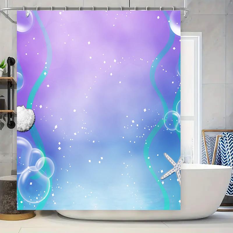 

Blue Gradient Swirl Bubble Bath Shower Curtain Waterproof Fabric Decoration For Bathroom Home Decor Blue Starfish Design Customi W60H190(CM)-1 Pcs