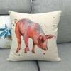 Retro Bemalte Schweine-Serie Muster Digitaldruck Kurzer Plüsch Kissenbezüge für Auto Sofa Büro Kissenbezug Heimtextilien