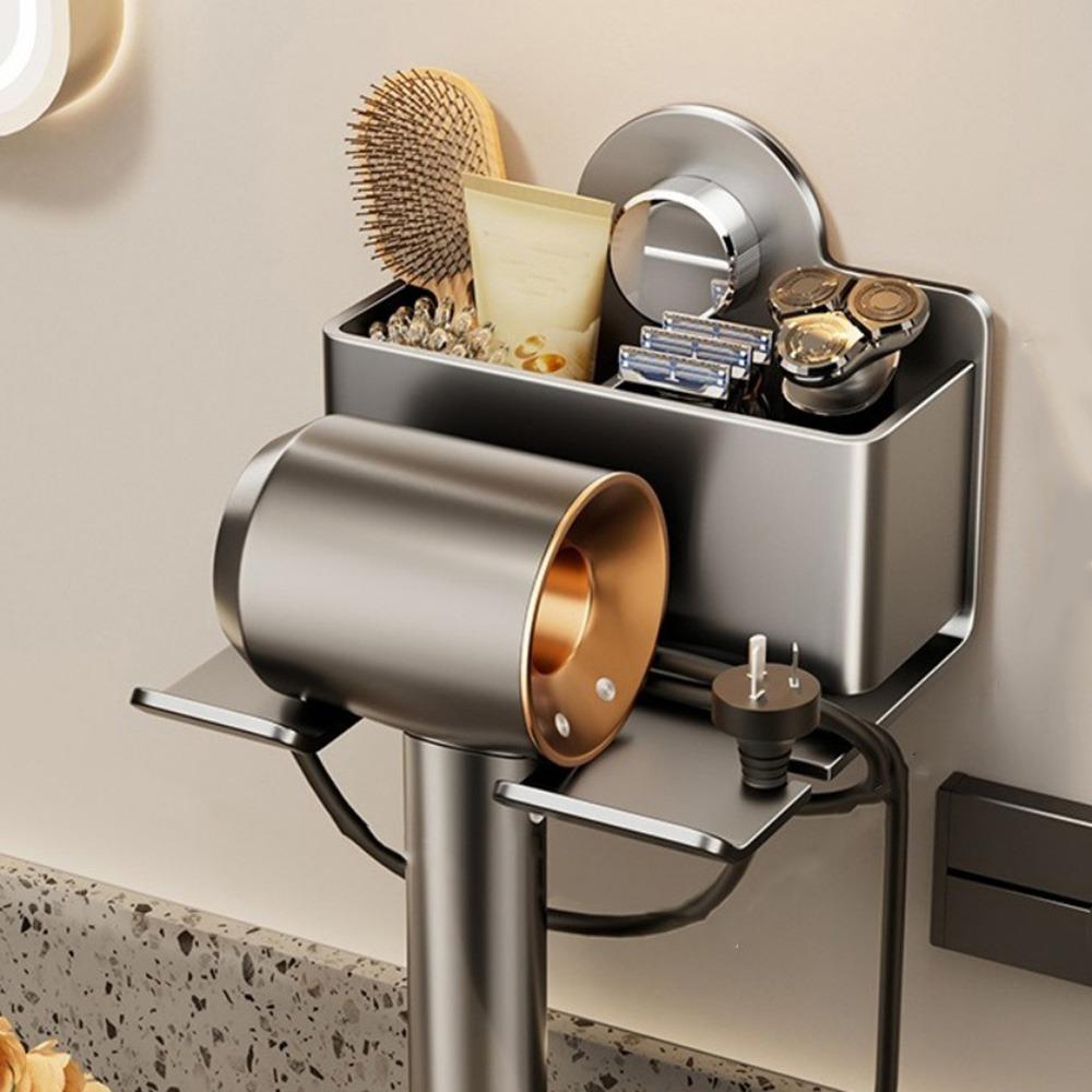 Punch Free Suction Cup Hair Dryer Holder Carbon Steel Hairdryer Stand Hair Dryer Bracket for Home