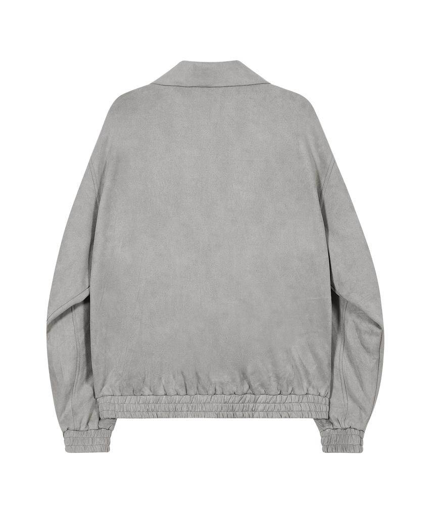 Ironyporno Whiteline 86-Iro253 Curved Bomber Suede Jacket Grey
