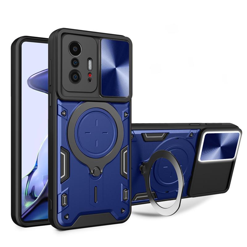 Luxury Shockproof Armor Case For Xiaomi Mi 11T 12T 13 Pro Lite Mi11T Mi12T 5G Anti Shock Ring Stand Holder Full Slide Cap Covers