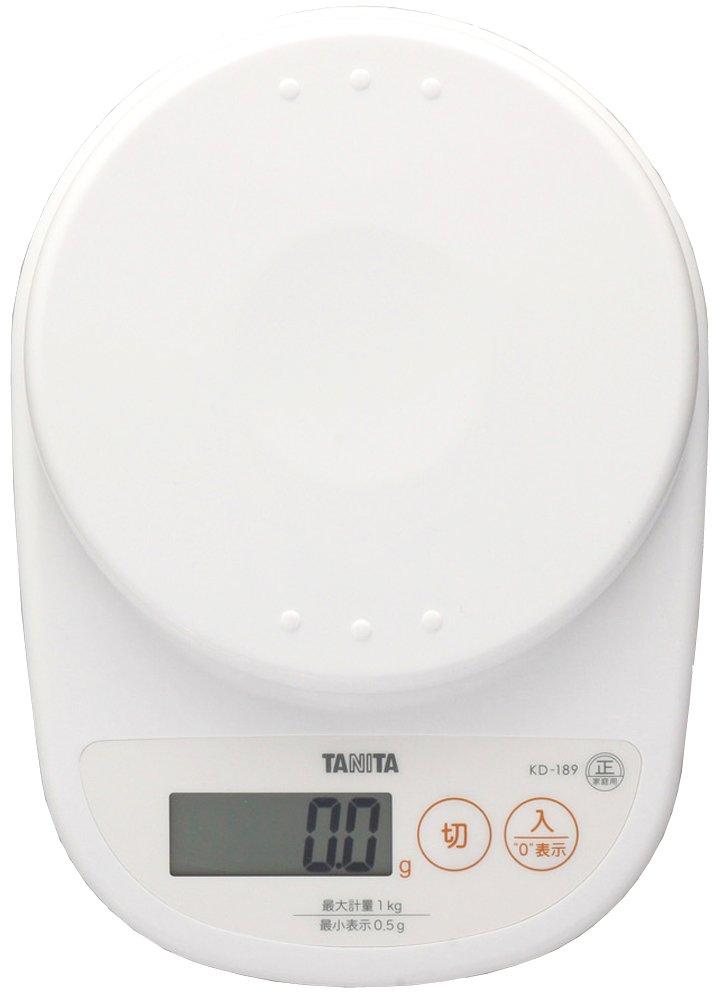 Tanita Digital Cooking Scale, 1kg (0.5g increments), Coconut White, KD-189-WH