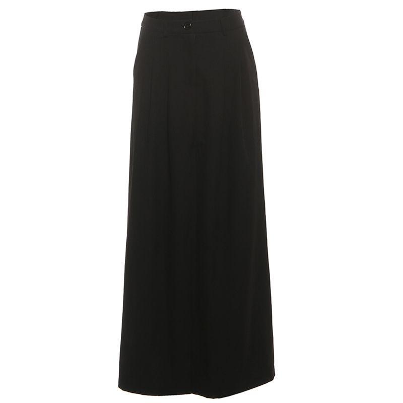 

# Sisjuly# Urban Fashion White Collar Studios Elegant Wear Pure Color Slit Hemline Style High Waist Skirt for Women Black S