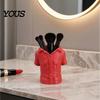 Bright Red Desk Decor 3D Printed Shirt-Shaped Pen Holder, Creative Workwear Organizer for Pencils Markers Unique Office Accessory Scissors,