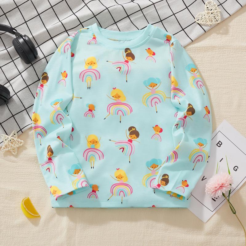 

Европейские и американские девичьи футболки с длинным рукавом на весну/осень для детей (Маленький и Средний) 100cm (4Y)