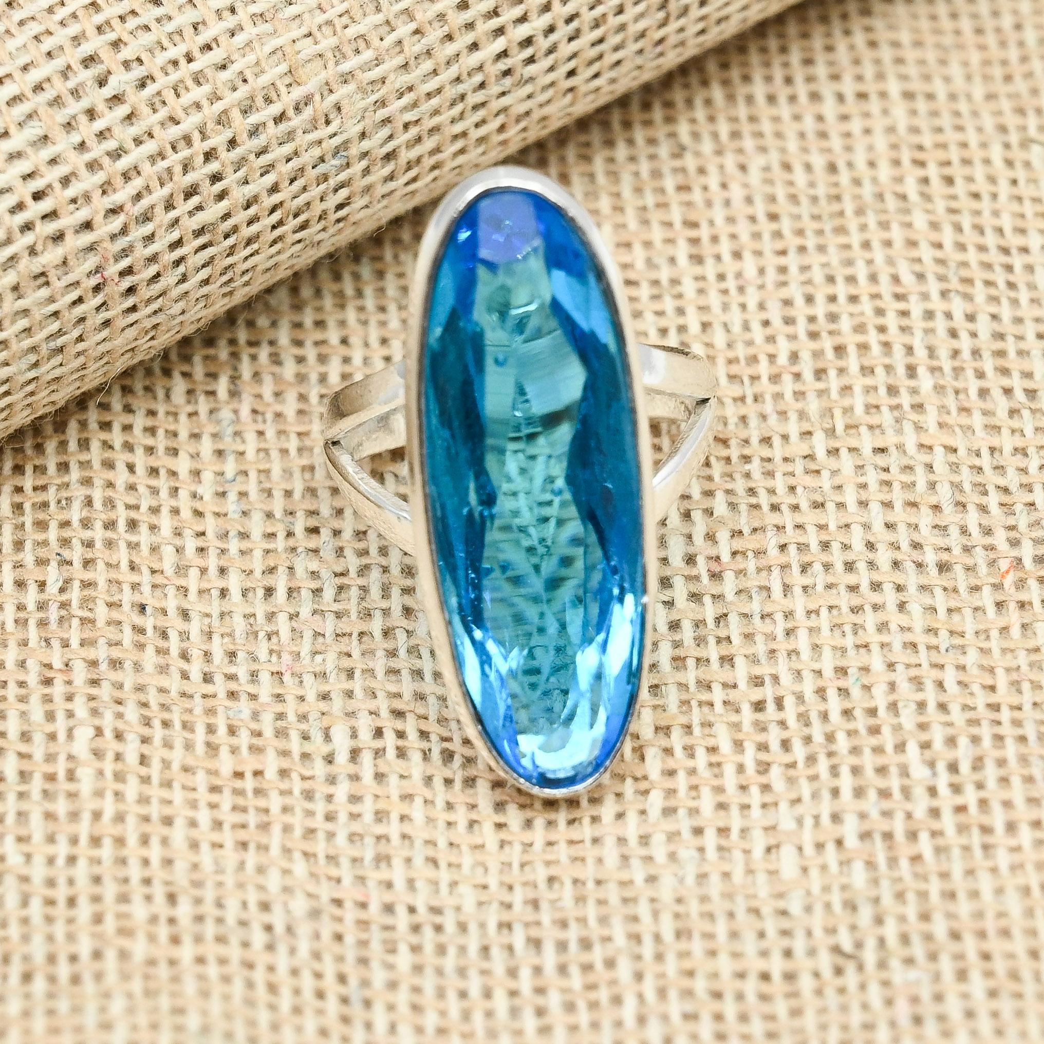 

Кольцо обещания ювелирных изделий стерлингового серебра 925 драгоценных камней голубого топаза красивое весь размер 10