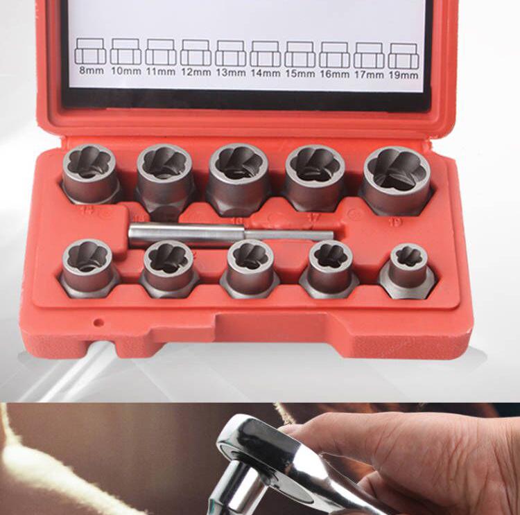 10-teiliges Mutternausdreher-Set mit 1/2"-Vierkantantrieb und Gleitmuttern-Entfernungswerkzeug für Druckluftschrauber und Elektroschrauber