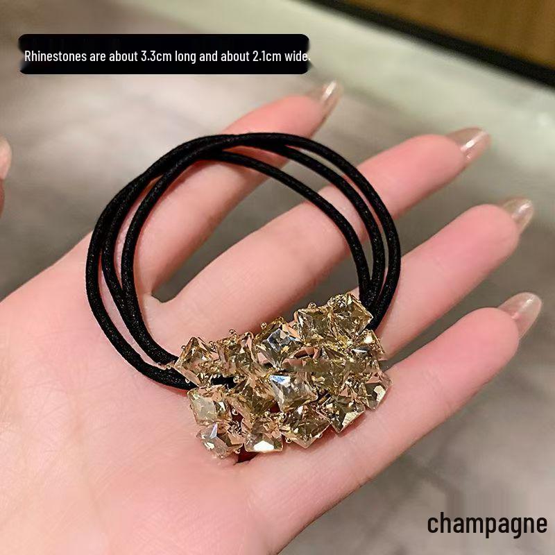 

Elegant Rhinestone Square Hair Tie for Women - Ponytail Accessory & Scalp Band
