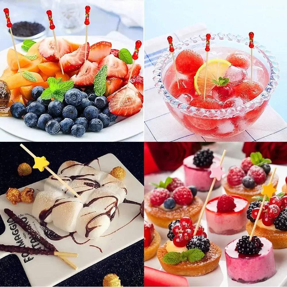 New Disposable Bamboo Pick Wooden Picnic Party Supplies Fruit Sticks Cocktail Fork Picnic Wedding