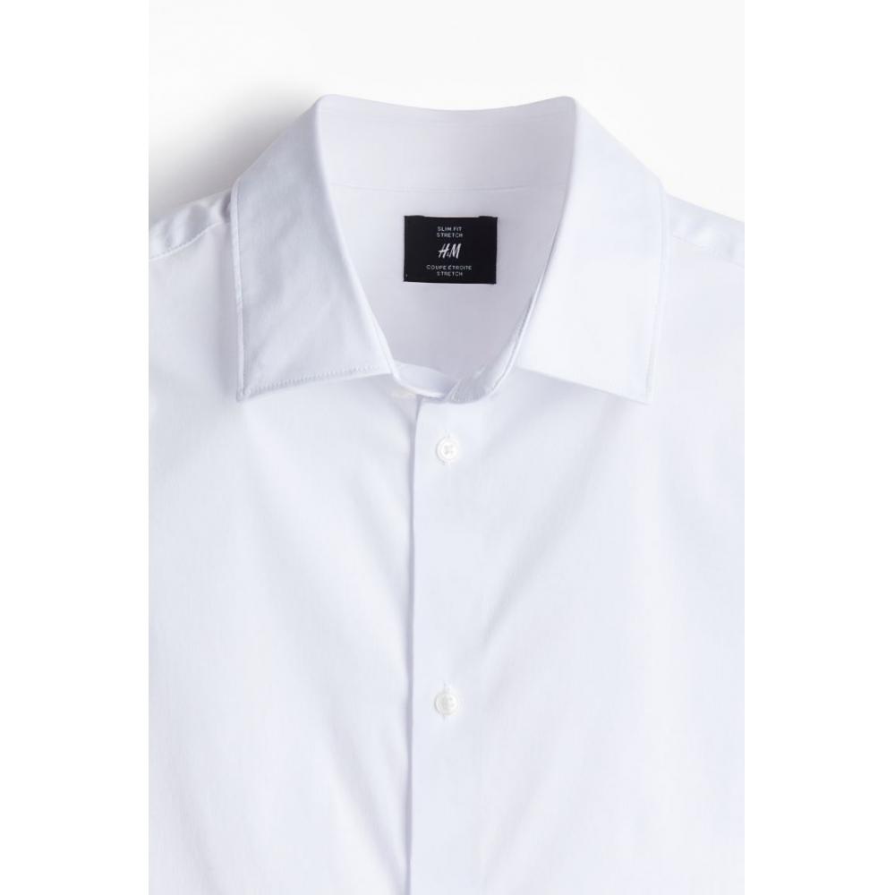 H M sliM Fit stretcH sHirt wHite