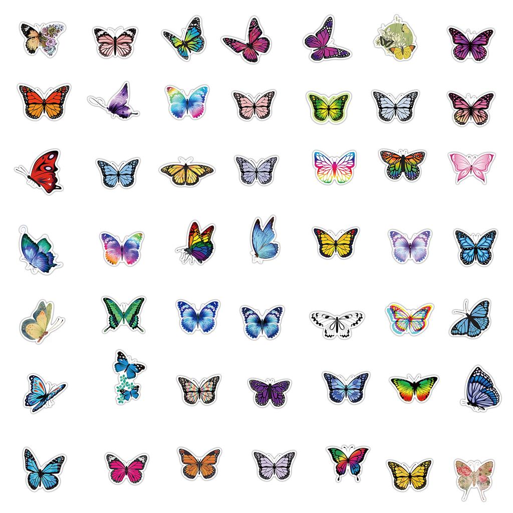 100 Butterfly Flowers and Graffiti Stickers Decorate Motorcycle Suitcase Waterproof Stickers