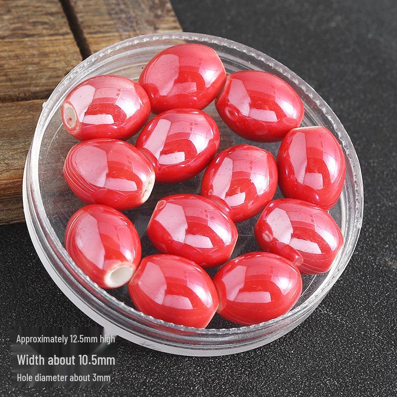 

Macaron Ceramic Small Oval Loose Beads for DIY Bracelets and Handmade Clothing Accessories Ceramic Bead [Single Piece], Non-Fading