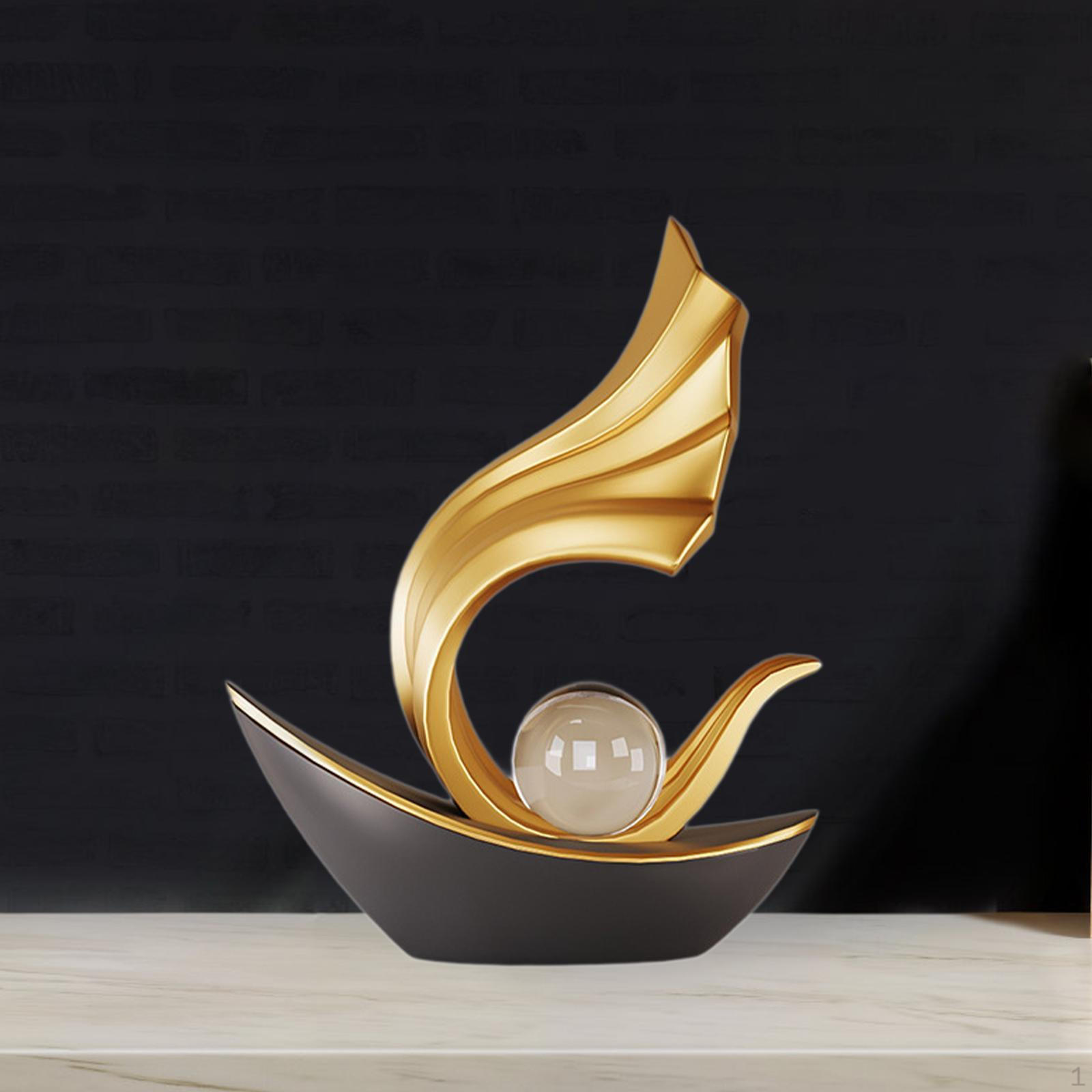 

Художественная статуя лодки для украшения гостиной и подарка Black 18.5x8x24cm