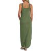 Fashion Women Casual Cross Neck Loose Print Pocket Long Dress Sleeveless Open Dress