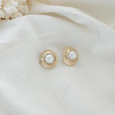 Birnra Elegant Metallic Earrings for Women Beaded Pearl Antique