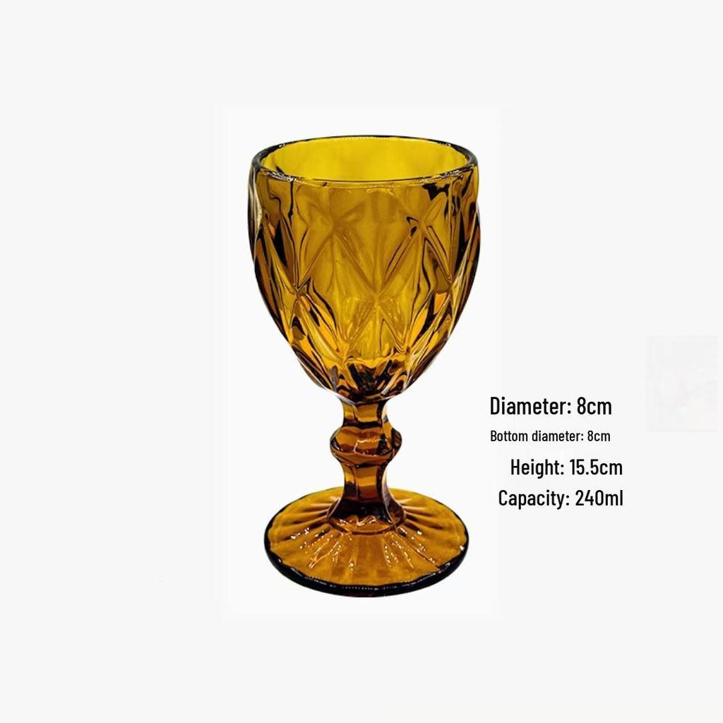 Vintage geprässter Rotweinglas - Elegantes dickes Glas für Hochzeiten & Dekoration