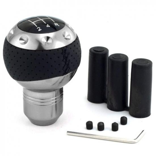 5 Speed Leather Round Ball Shape Universal Car Gear Shift Knob Shifter Lever