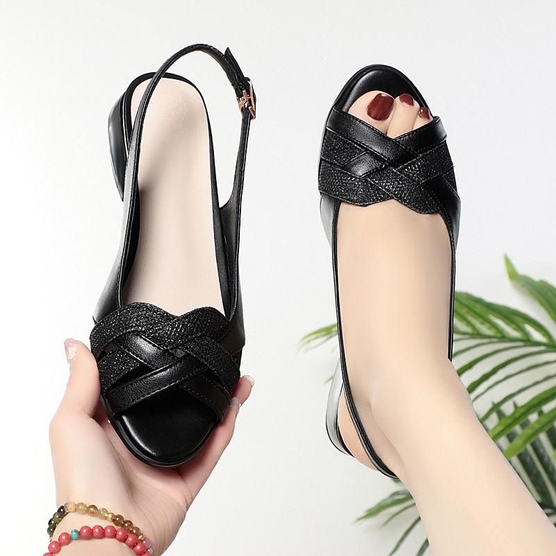 Fashion AIYUQI Sandals Women Summer 2024 New Genuine Leather Women's Sandals Large Size Fishmouth Fashion Dress Women Sandals