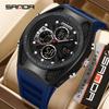 SANDA 3384 Multifunction Sports Electronic Watches for Man Chronograph Luminous Waterproof Silicone Strap Men Digital Wrsitwatc